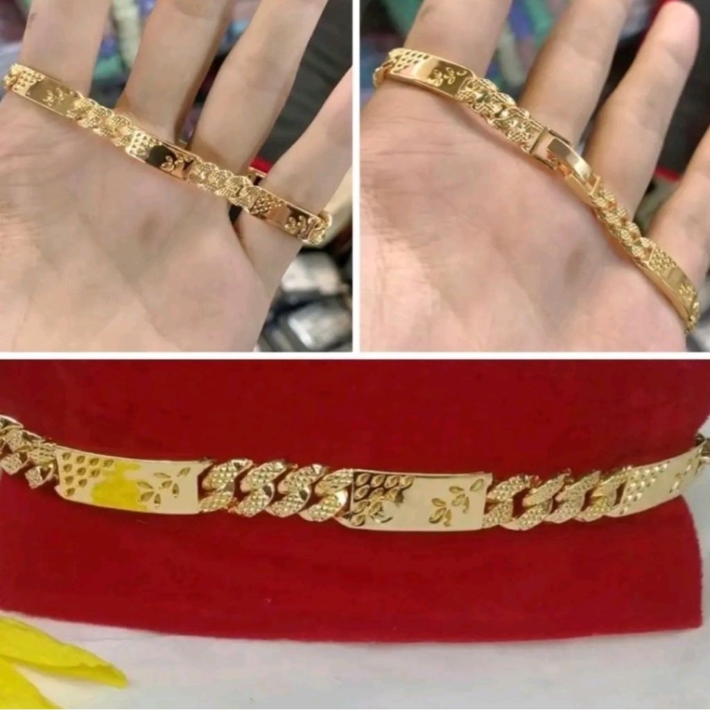 Gelang Sisik Naga Plat Kotak Ukir Titanium Terlaris Cantik Elegant