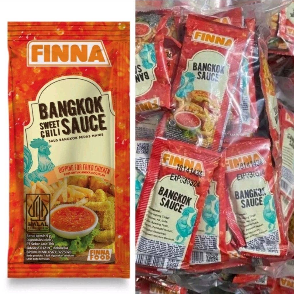 

SAOS BANGKOK FINNA SACHET 9gr berat 450 gr (-+50pcs), SAOS DIPING, SAOS MIE GACOAN PROMO MURAH