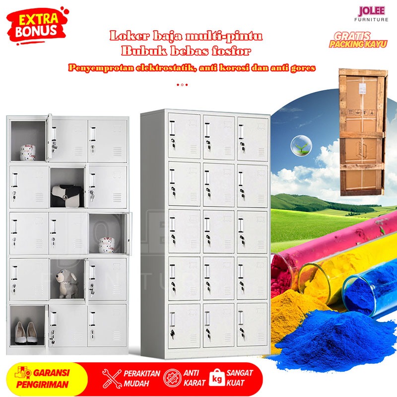 Loker staf baja, loker gym, loker kamar mandi, lemari multi-pintu, lemari sepatu, lemari logam