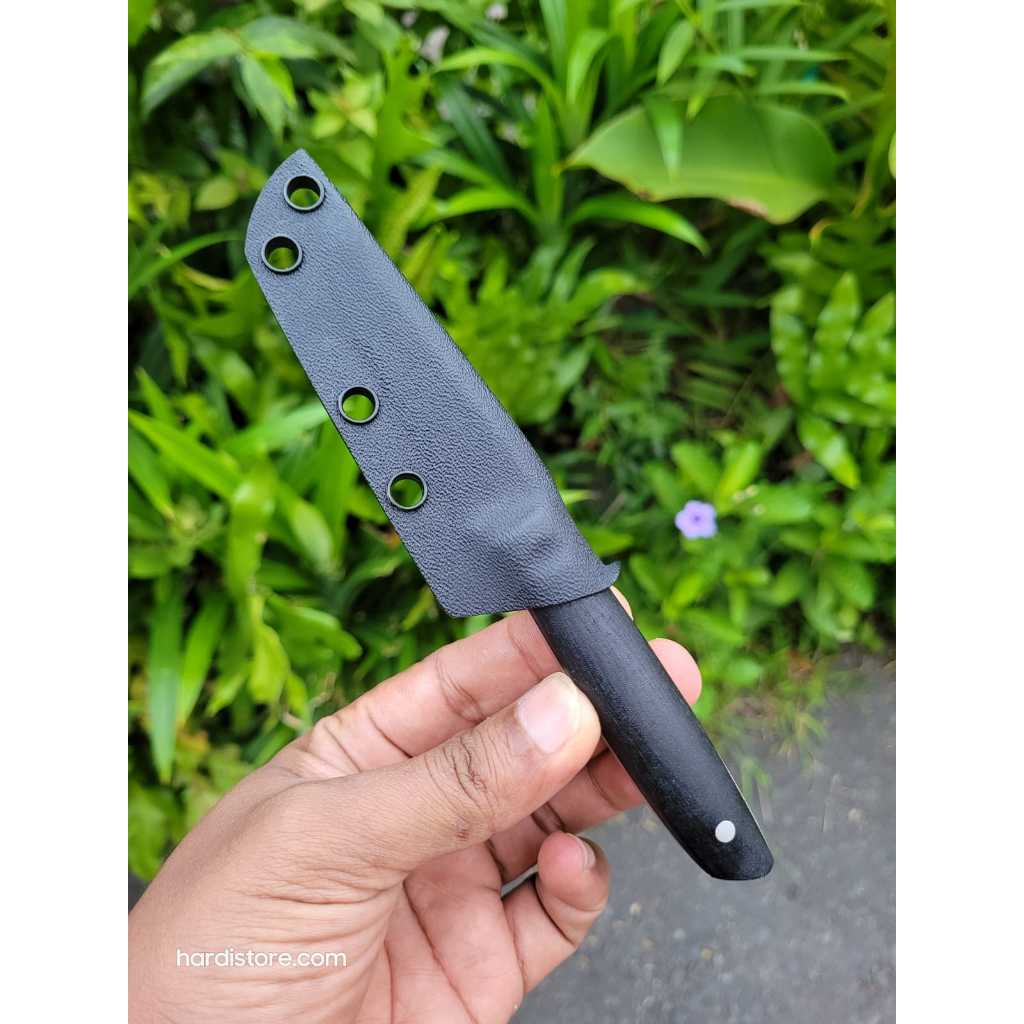 ID PISAU BUSHCRAFT 7 CM NECK KNIFE, MATERIAL K110 HANDLE MICARTA SARUNG KYDEX BLACK