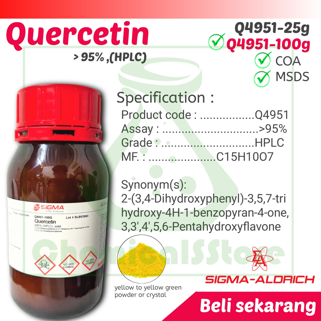 Quercetin | Kuersetin | Sigma Repack 50mg