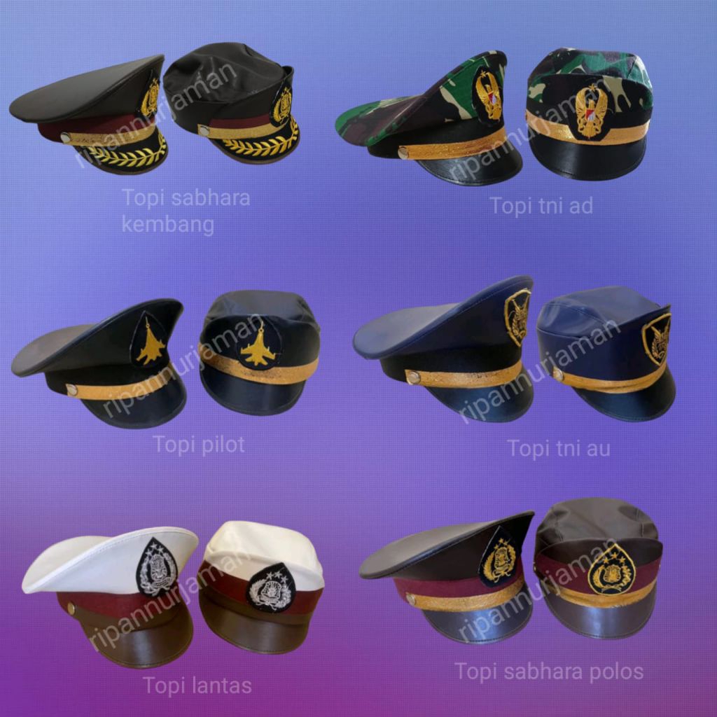 topi polantas polisi anak Topi TNI AU Topi TNI AD topi polantas topi sabara topi perwira topi pilot 