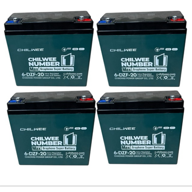 Promo Paket Baterai Motor Listrik Chilwee Model 6-DZF-20 12V 20Ah 4unit (48V 20Ah) Batre Sepeda List