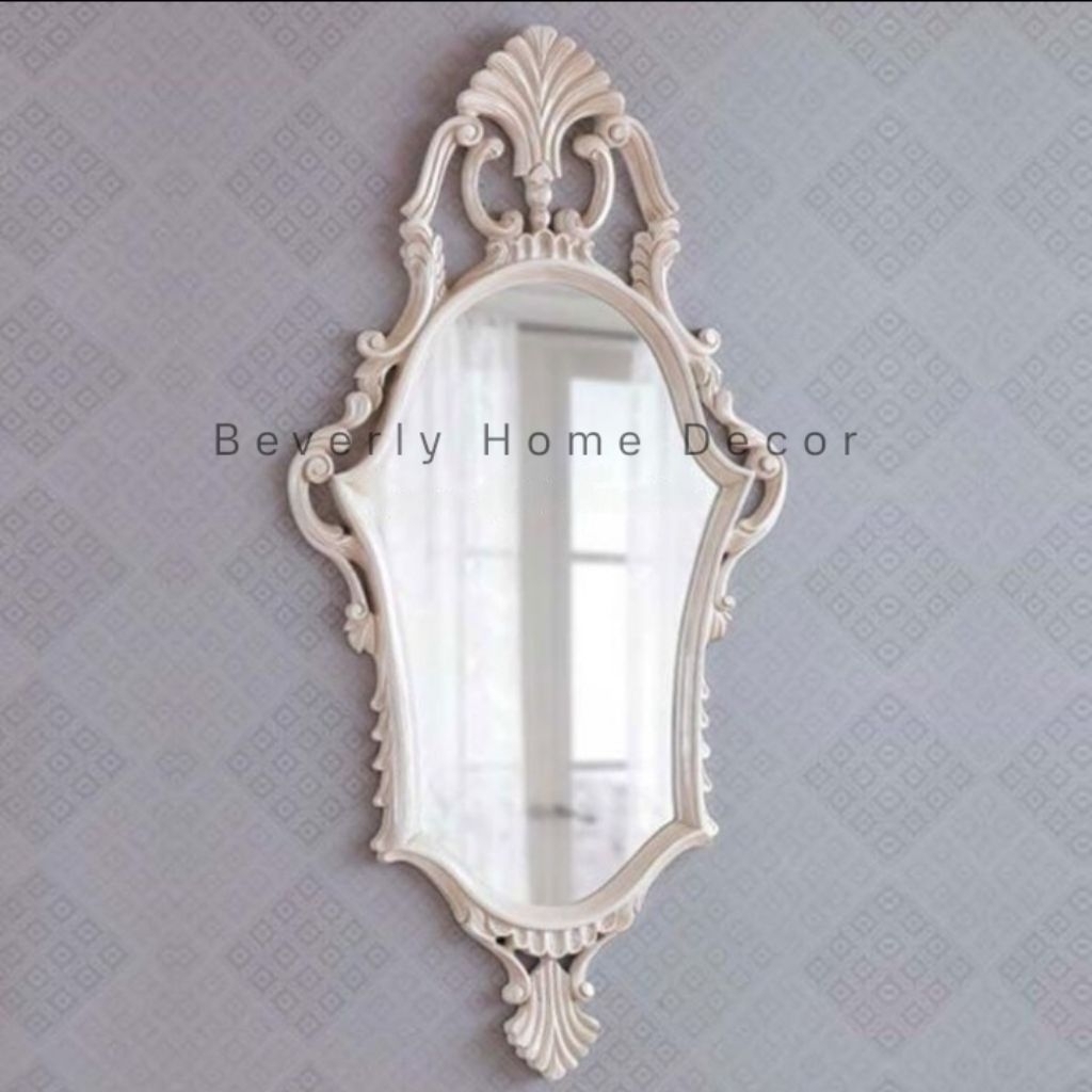 Cermin Hias Dinding Ukir / Pigura Ukiran Klasik Duco Putih