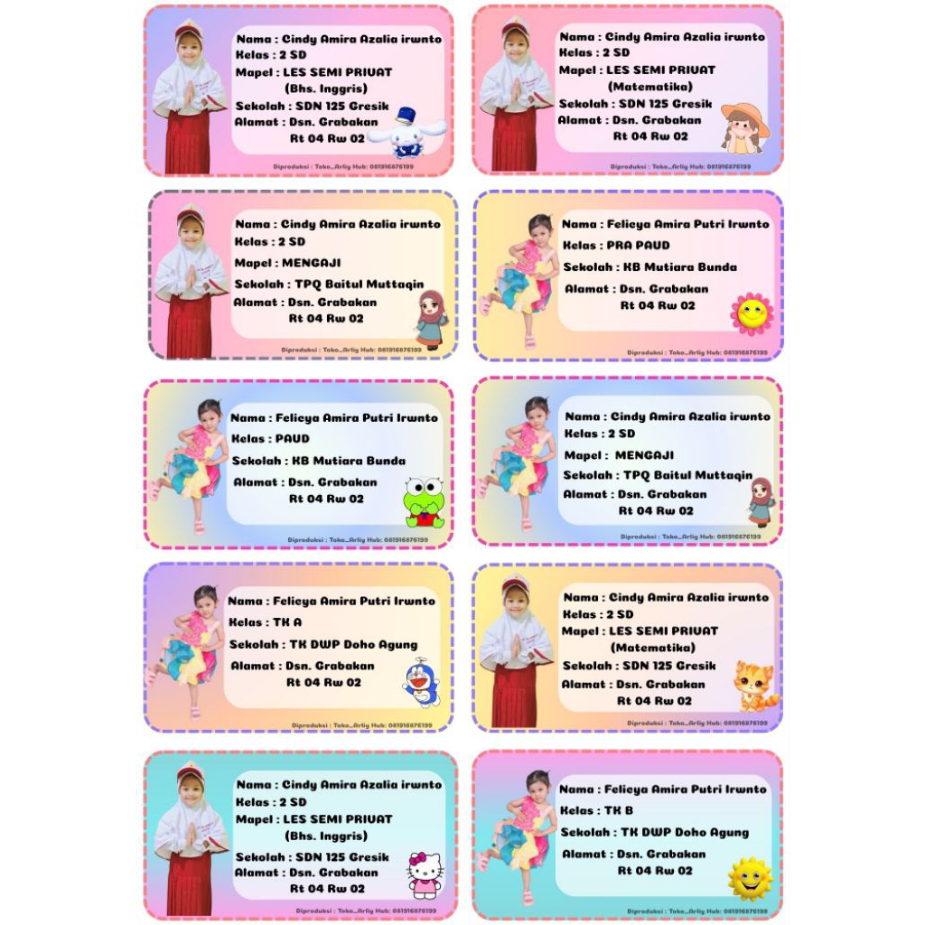 

Stiker Mapel Costum 10pcs