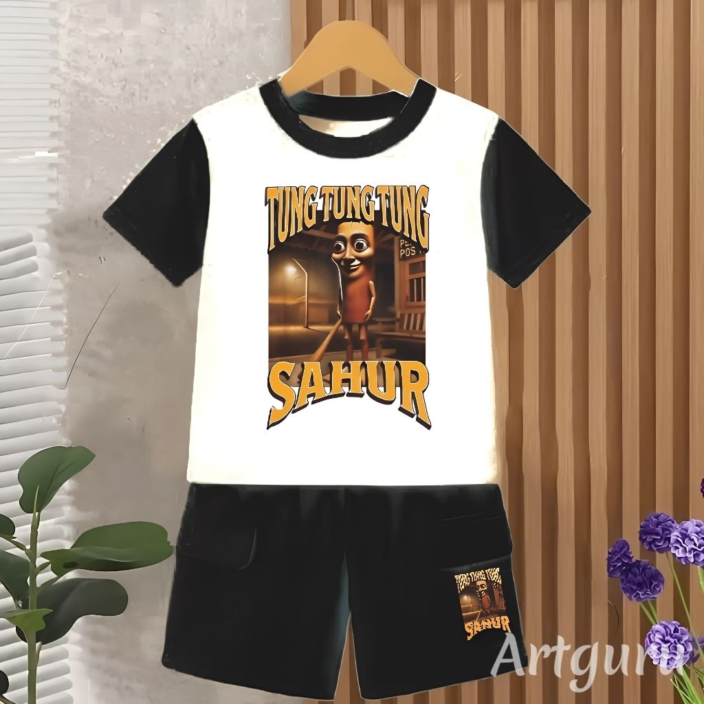 Kaos Tung Tung Tung Sahur Karakter Baju Anak Laki Laki Setelan Anak Laki Laki Tung Tung Sahur