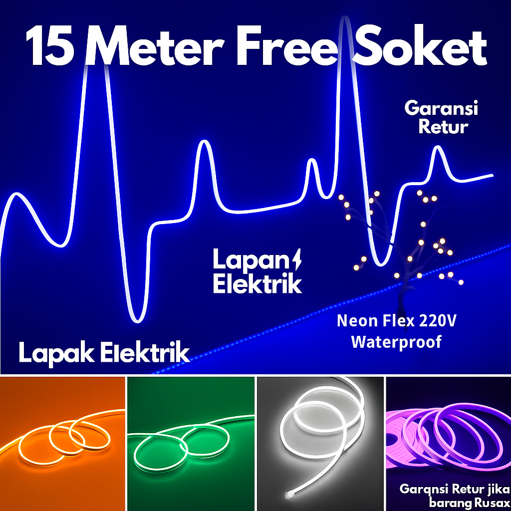 Lampu Led Neon Flex 15 Meter Kamar Tidur Aesthetic Tempel Dinding Detak Jantung Dekorasi Free Socket
