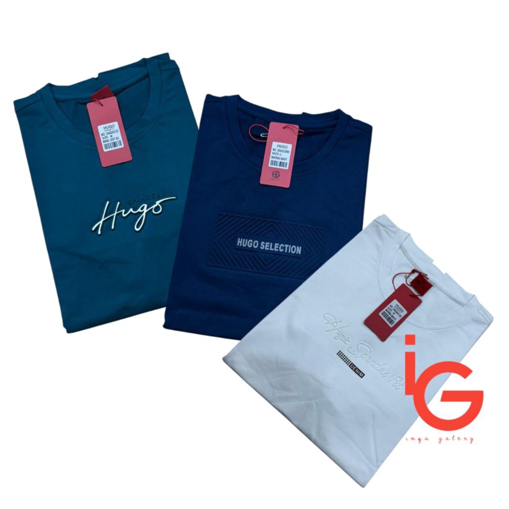 HUGO Spandex Tebal Kaos Oblong Pria ORIGINAL 100%