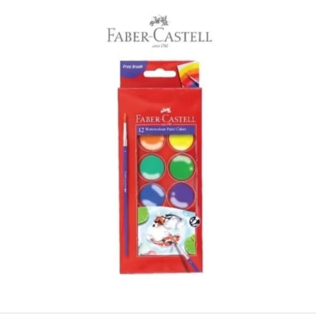 

Cat Air Water Colour Paint Cake Faber Castell 12 Warna + Kuas