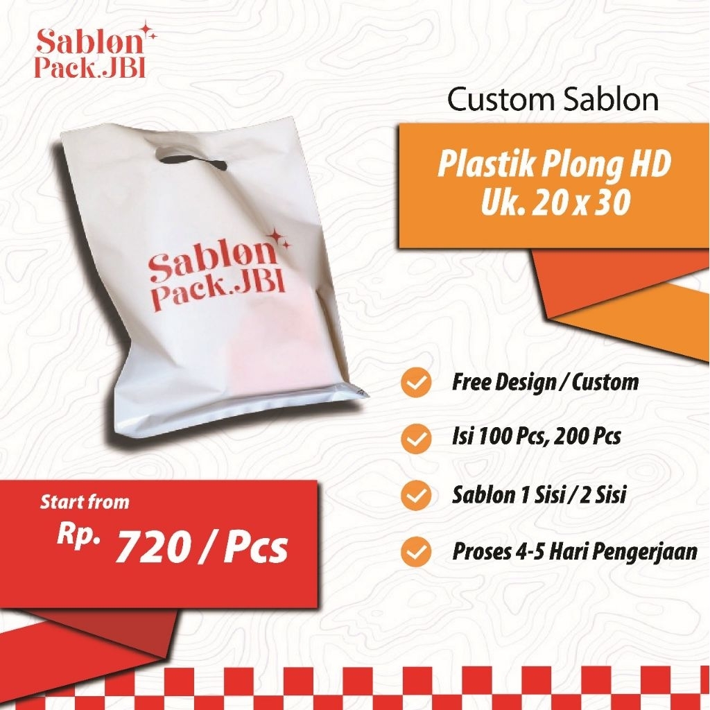 

Sablon Plastik Plong HD Ukuran 20 x 30 cm isi 100 Pcs & 200 Pcs, Plong HD Ukuran 20 x 30 Cm, Custom Sablon Plastik
