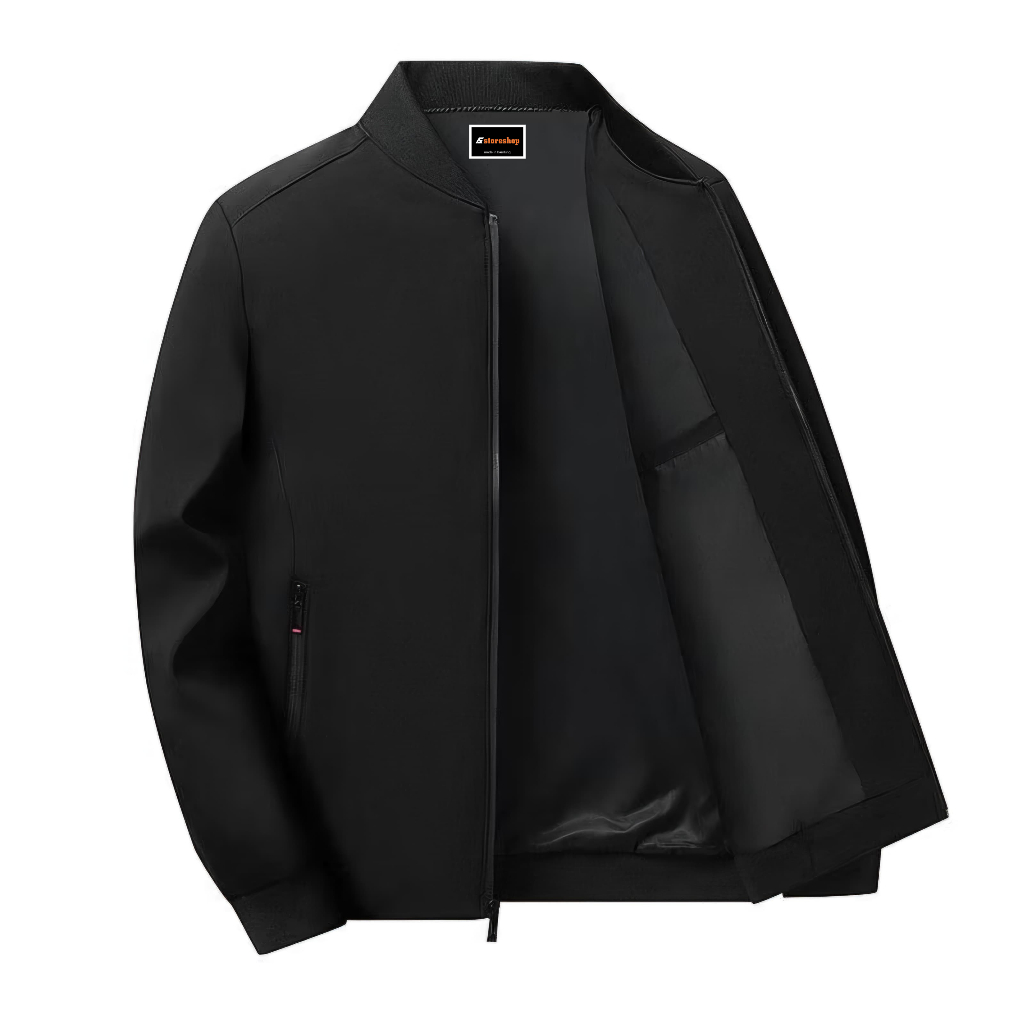 Jaket Bomber Pria Waterproof Hitam Storeshop