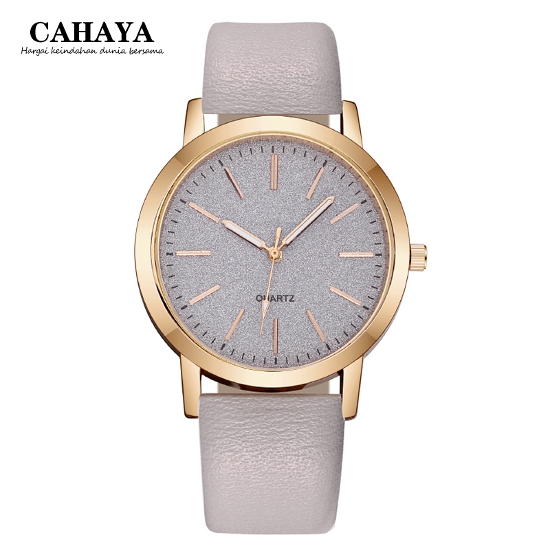 Jam Tangan Kuarsa Bulat Tali Kulit Wanita