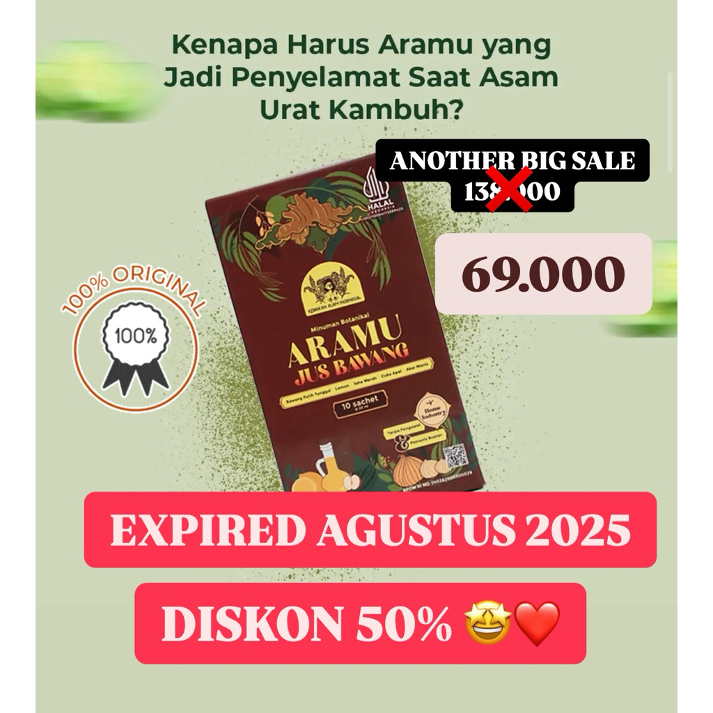 

ARAMU JUS BAWANG Minuman Botanikal 1 Box Isi 10 Sachet