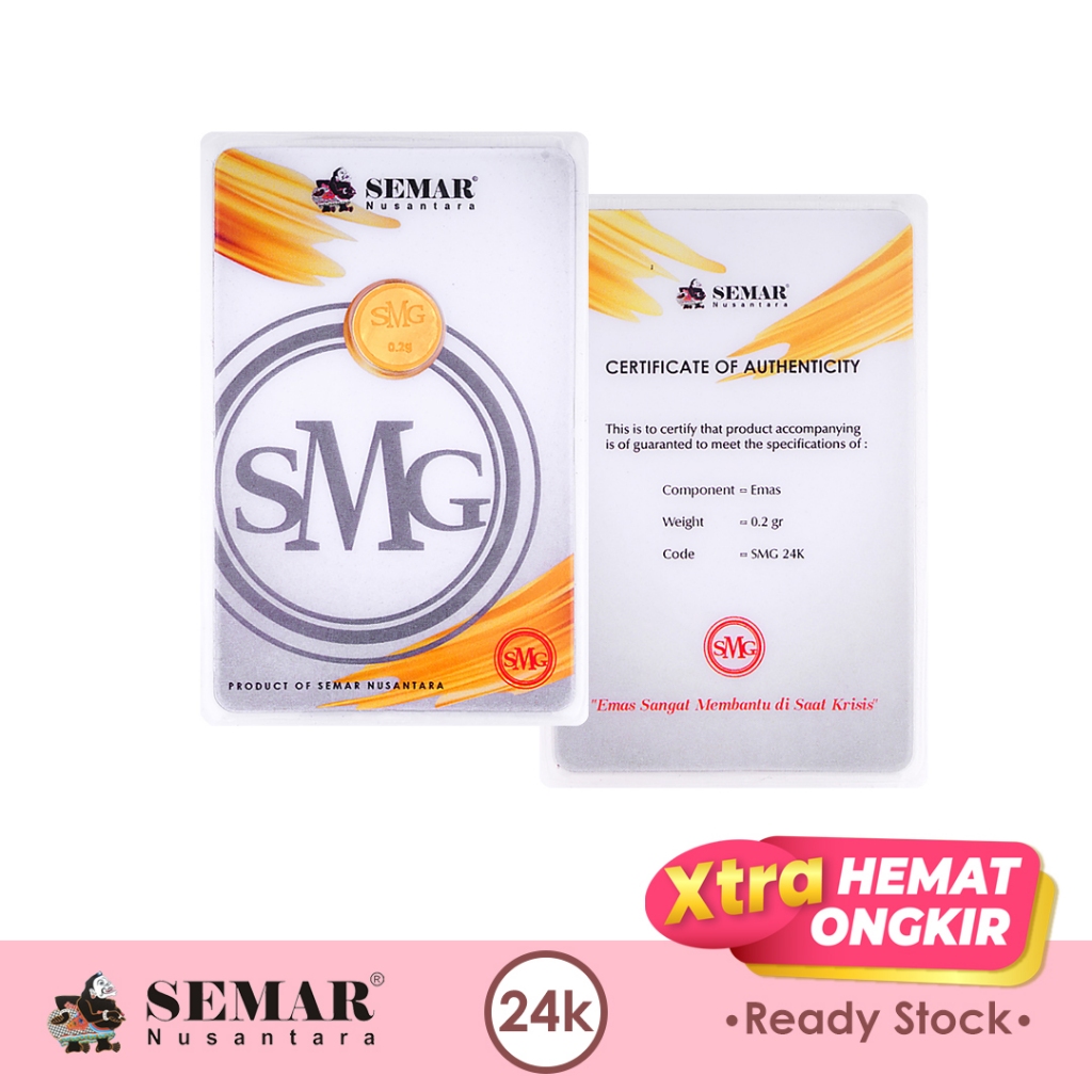 Logam Mulia SMG Gold Press 0.2gram Emas Batangan Semar Nusantara