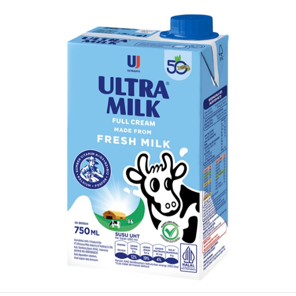 

Ultra Milk Susu UHT Full Cream Kotak 750 ml
