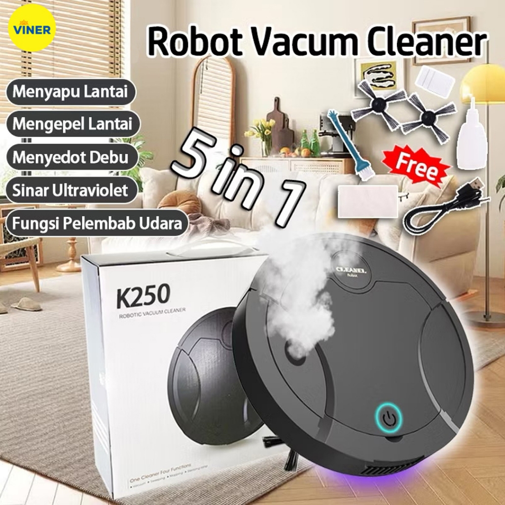 PROMO Robot Vacuum Cleaner 5 IN 1 Portable Penyedot Debu Rumah Sapu Otomatis/ Robot Sapu dan Pel
