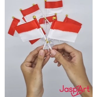 Bendera Tempel Silang Merah Putih Hiasan Dekorasi Kaca Mobil Sepasang Bendera Tiang Sedotan Tempel