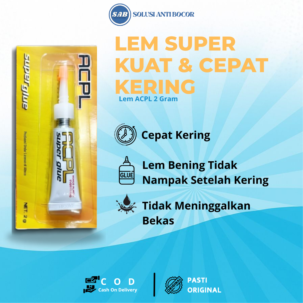 

Lem Super Glue ACPL - Lem Kuat Cepat Kering 5 Detik