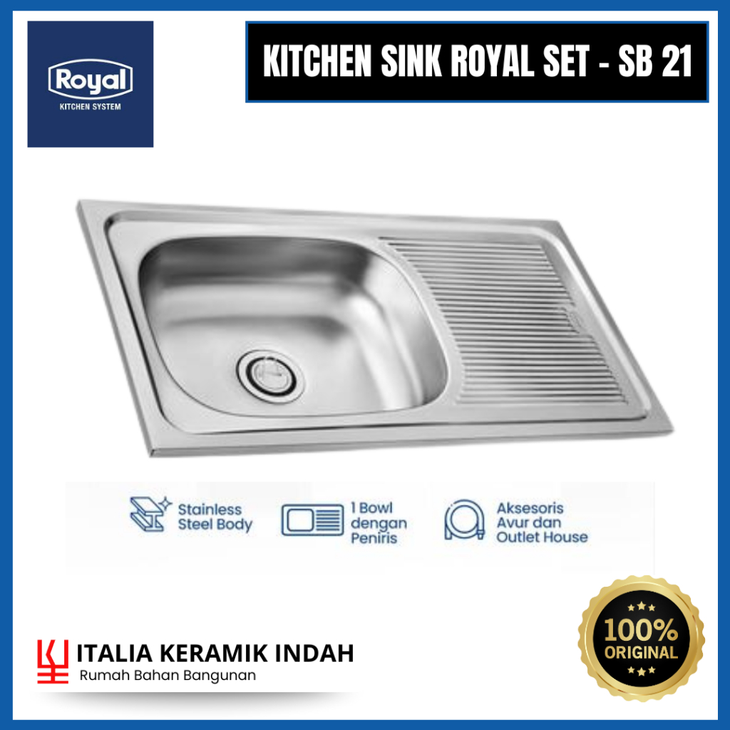 ROYAL SB 21 BAK CUCI PIRING MEJA SET KITCHEN SINK Stainless Steel