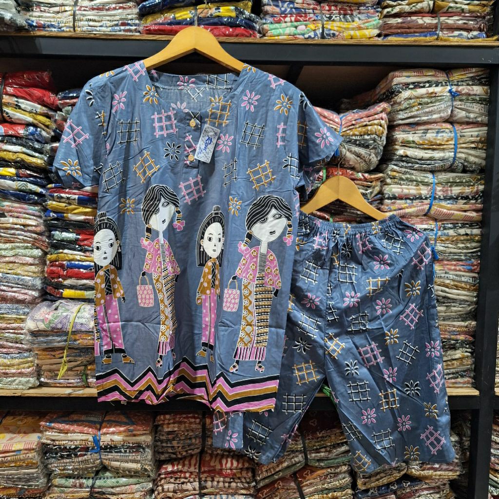 Setelan GOGO BABYDOL MOTIF TEJO WARNA Piyama lucu set Celana kulot Pendek 3/4 Bahan Rayon setelan wa