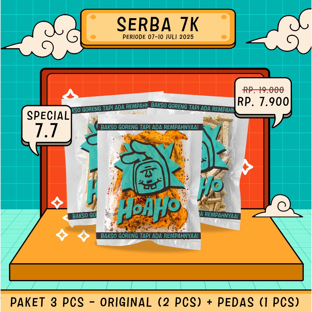 

[SPECIAL 7.7] HOAHO Basreng Goreng Original Daun Jeruk 30 gram (2 pcs) + Pedas Daun Jeruk 30 gram (1 pcs) - Paket 3 Pcs