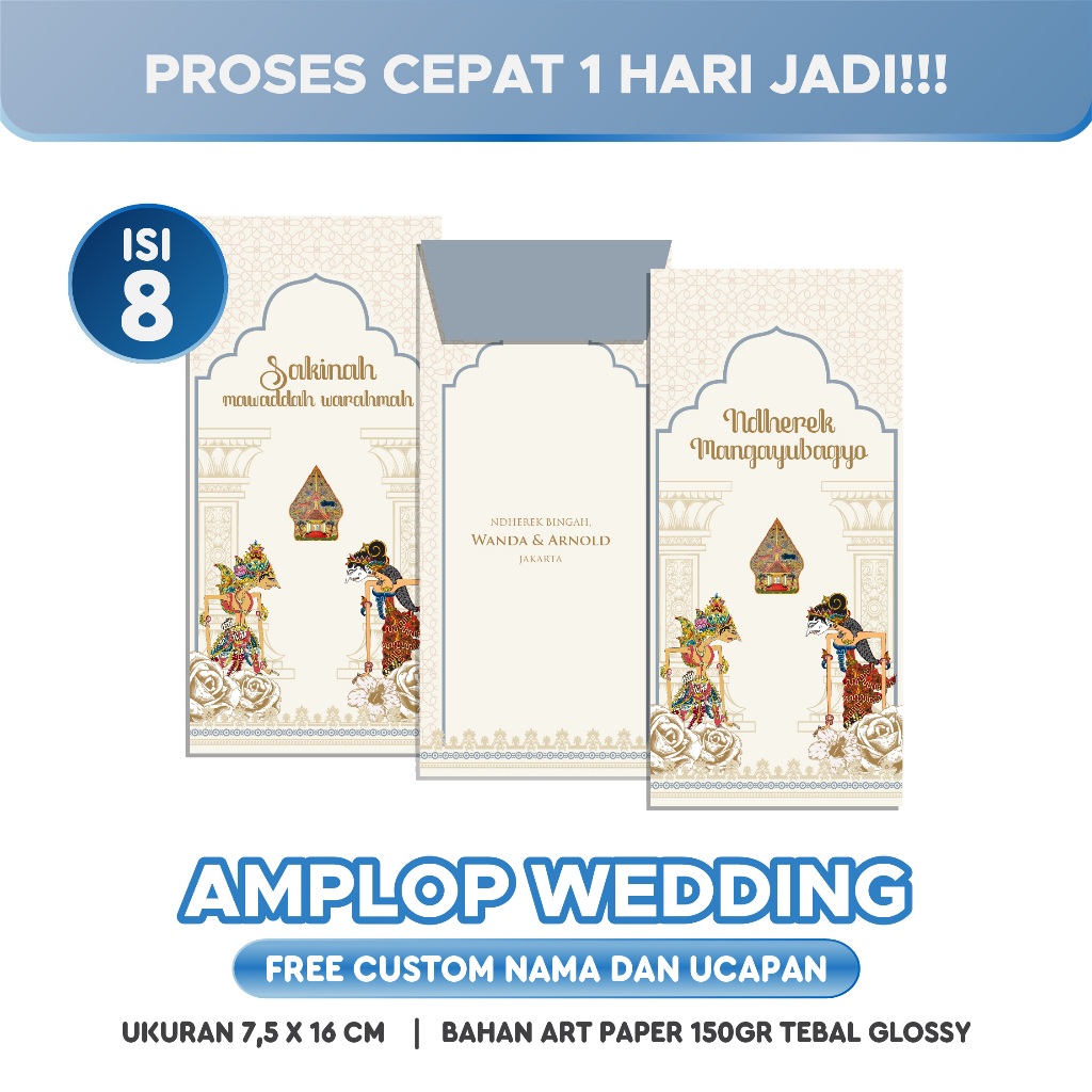 

(ISI 8 PCS) AMPLOP WEDDING CUSTOM | Wedding Kondangan Sumbangan | RAMASHINTA SET