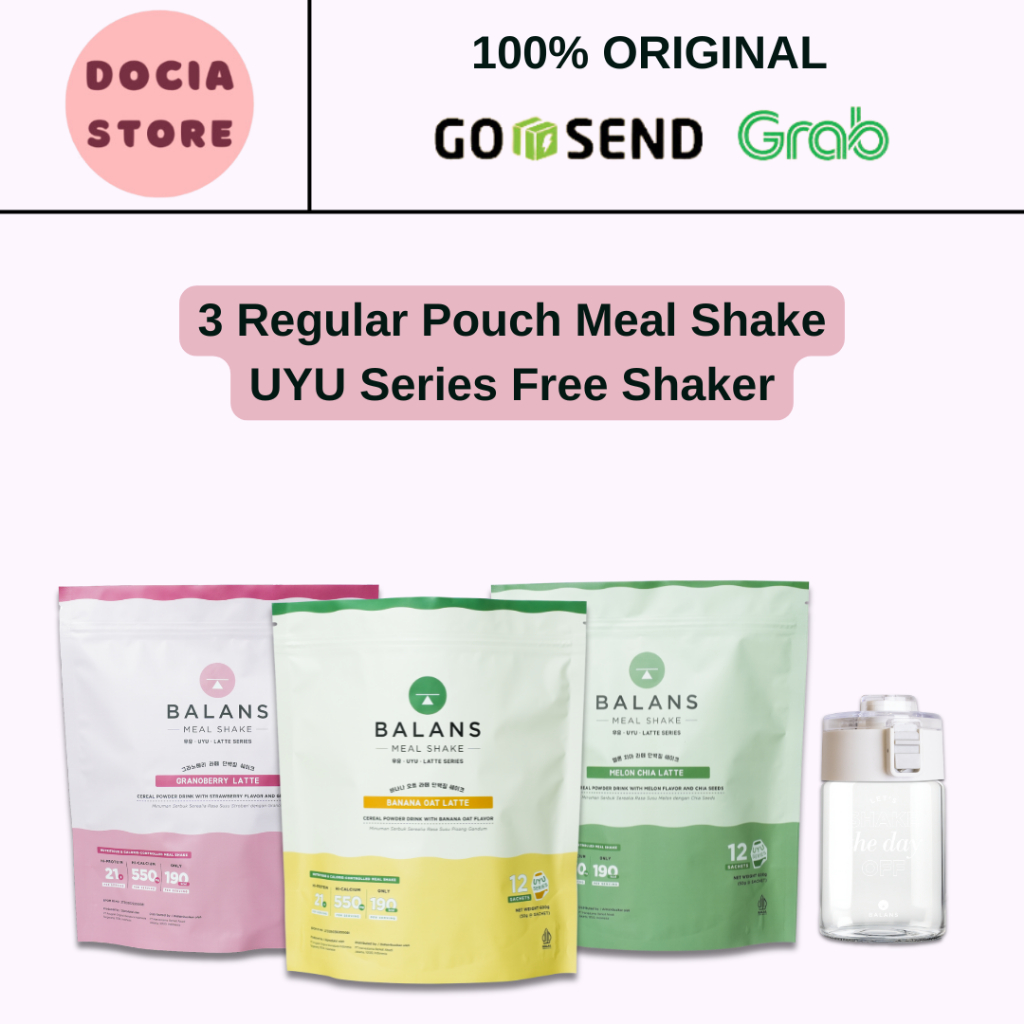 

Docia Store | Balans Daily Nutritious Meal Package | 3 Regular Pouch Meal Shake UYU Series FREE SHAKER