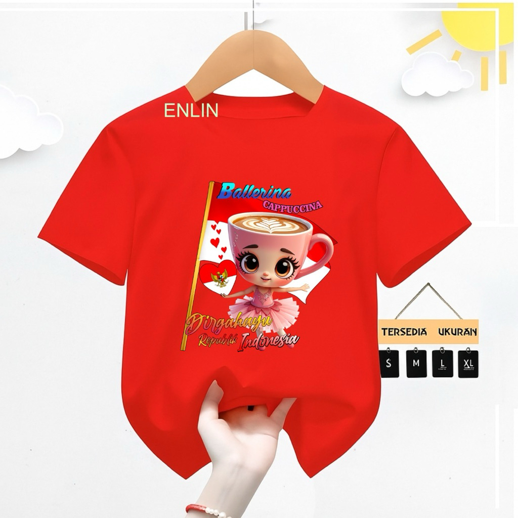 kaos oblong anak 17 agustus ballerina atasan lengan pendek 17agustus”an