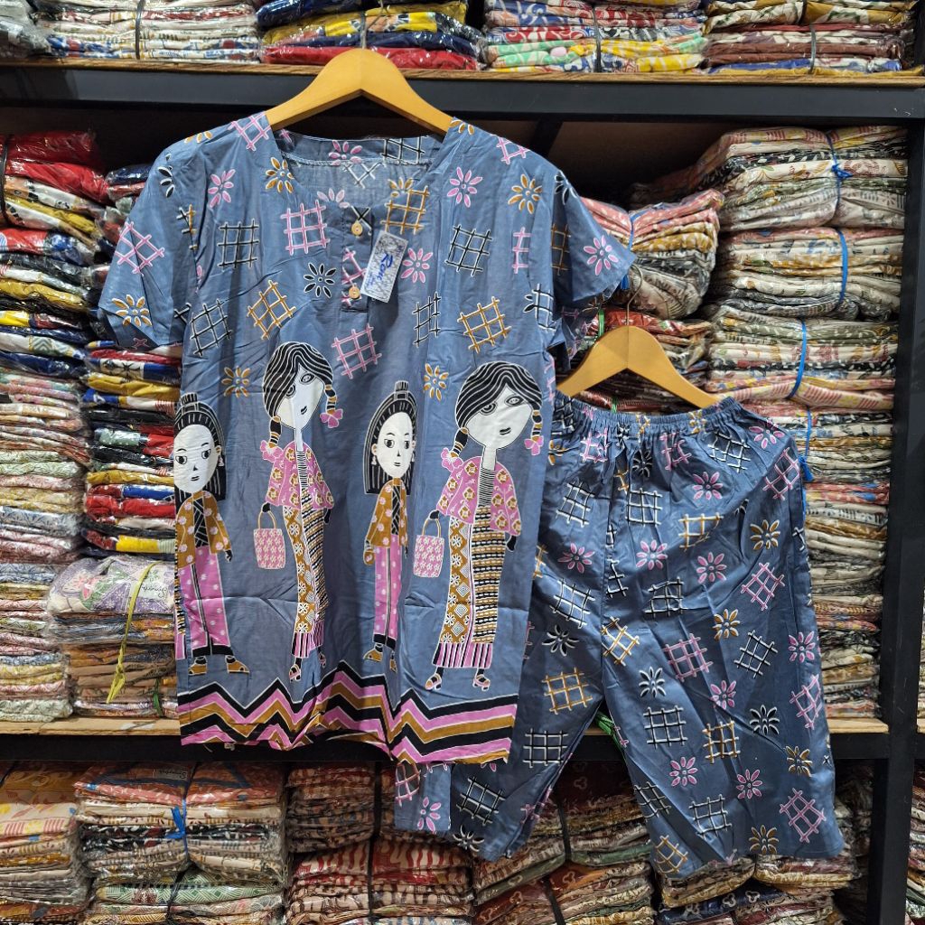 Setelan GOGO BABYDOL MOTIF TEJO WARNA Piyama lucu set Celana kulot Pendek 3/4 Bahan Rayon setelan wa