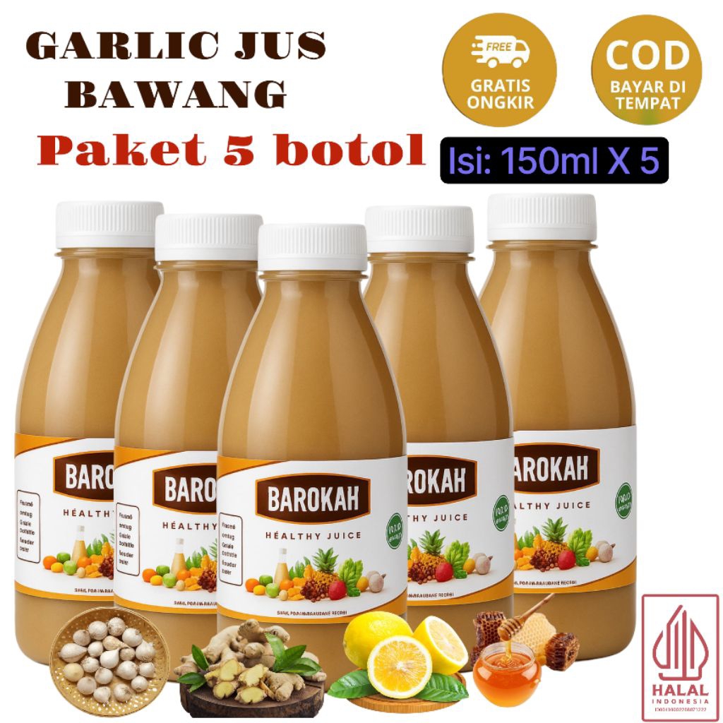 

Garlic Jus Bawang Tunggal Herbal Asli 100% Original Paket 5 Botol Isi @ 150ml Per Kemasan