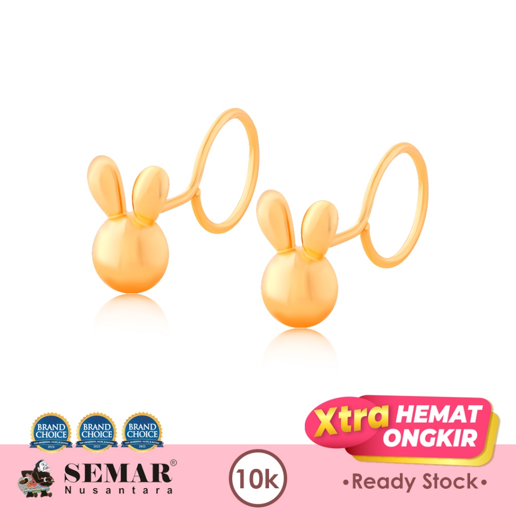 Anting Emas Toge Cute Fluffy Rabbit Gold 10K Semar Nusantara