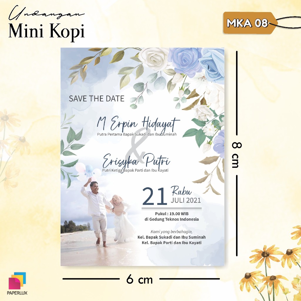 UNDANGAN MINI KOPI SIMPLE - CETAK UNDANGAN PUNJUNGAN, BESEK MURAH