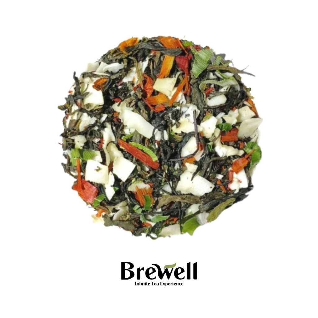 

COCO PANDAN Tea Blend - Green Tea Coconut Pandan Sappan Wood 250 Gram / 500 Gram