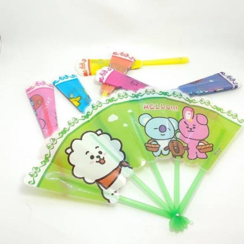 Kipas Lipat Plastik Karakter 5 Tangkai Kipas Tangan Anak Karakter