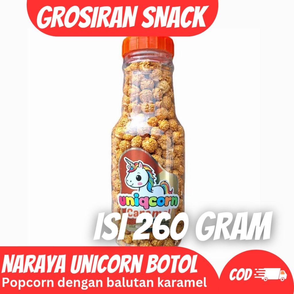 

Naraya Unicorn Caramel Bottle / Naraya Popcorn Dibalut Caramel / Naraya Unicorn Caramel Bag Halal @260gr