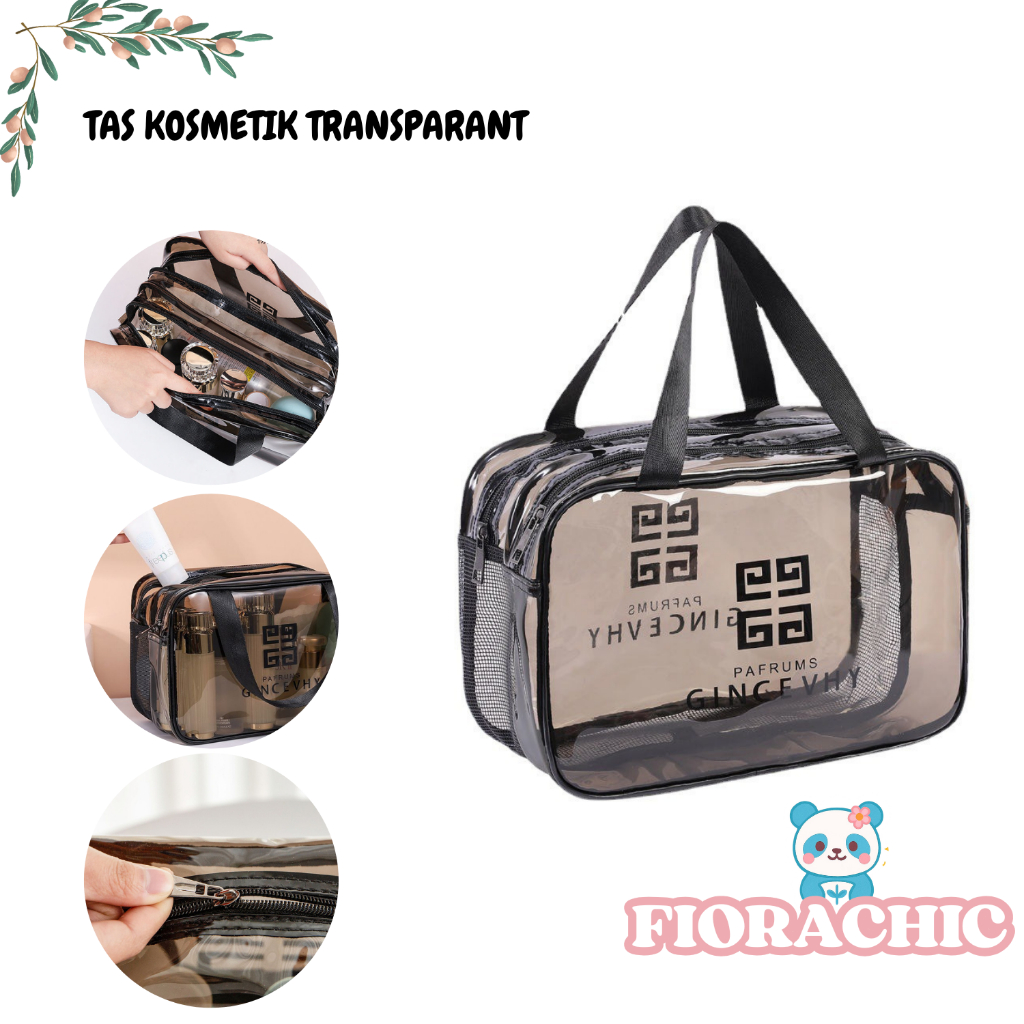FC- TAS KOSMETIK TRANSPARANT H488 TRAVEL TRANSPARAN WASHBACK / POUCH KOSMETIK / TAS MAKE UP POUCH TR