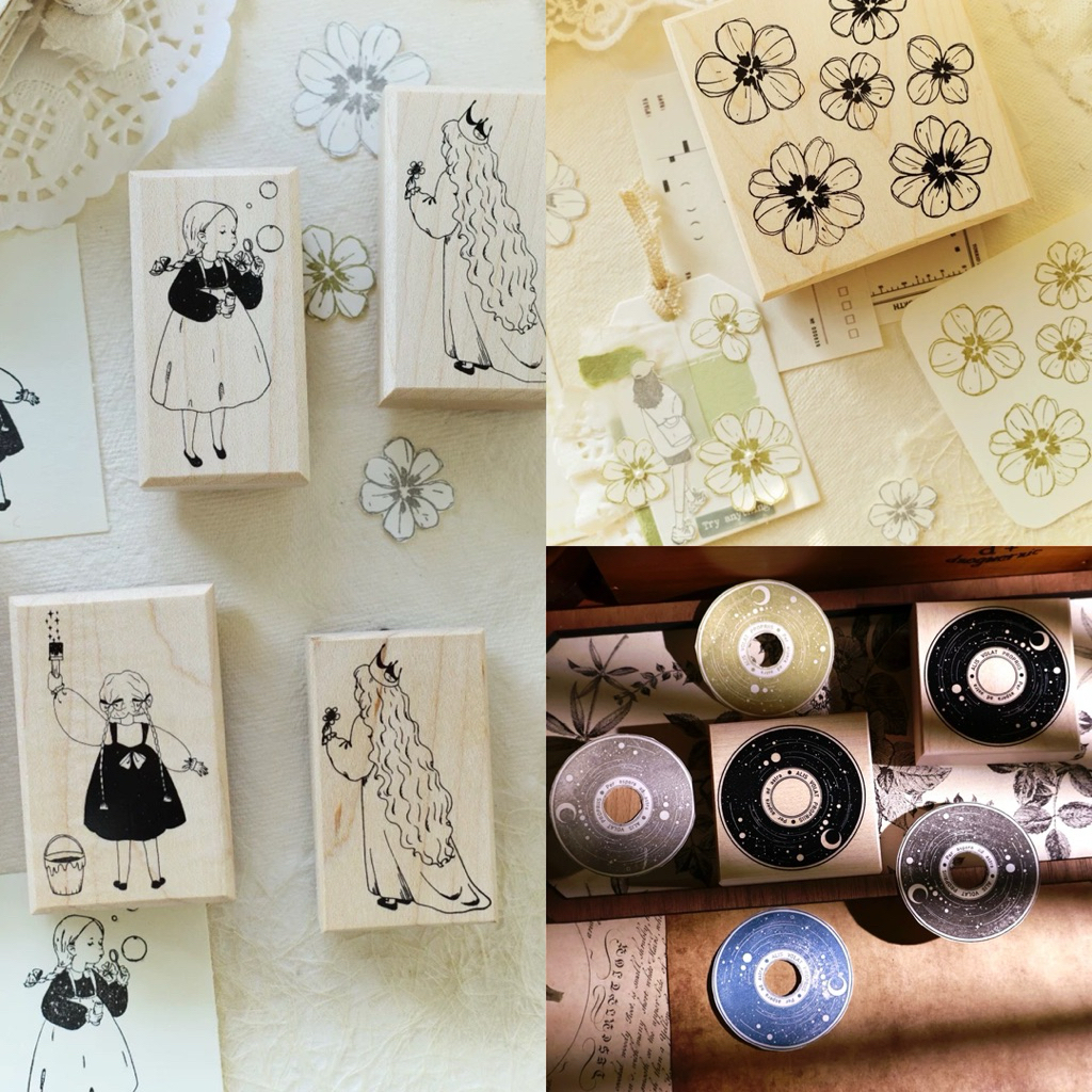 

Yi Er Rubber Stamp - record . painting girl . bubble girl . little princess . six flowers