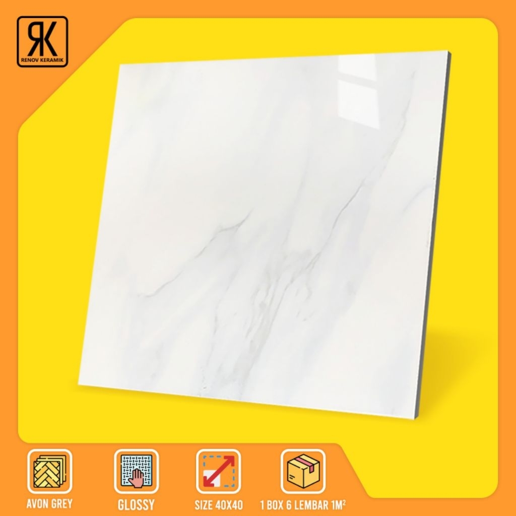 KERAMIK LANTAI GLOSSY AVON GREY 40x40