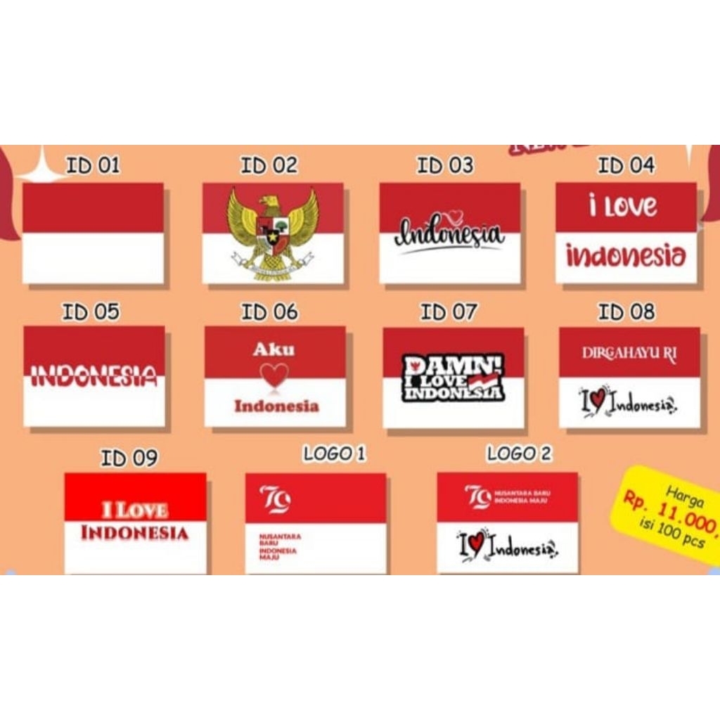

(1 Pcs=10 Sticker ) Sticker Pipi Bendera Merah Putih Kemerdekaan Indonesia