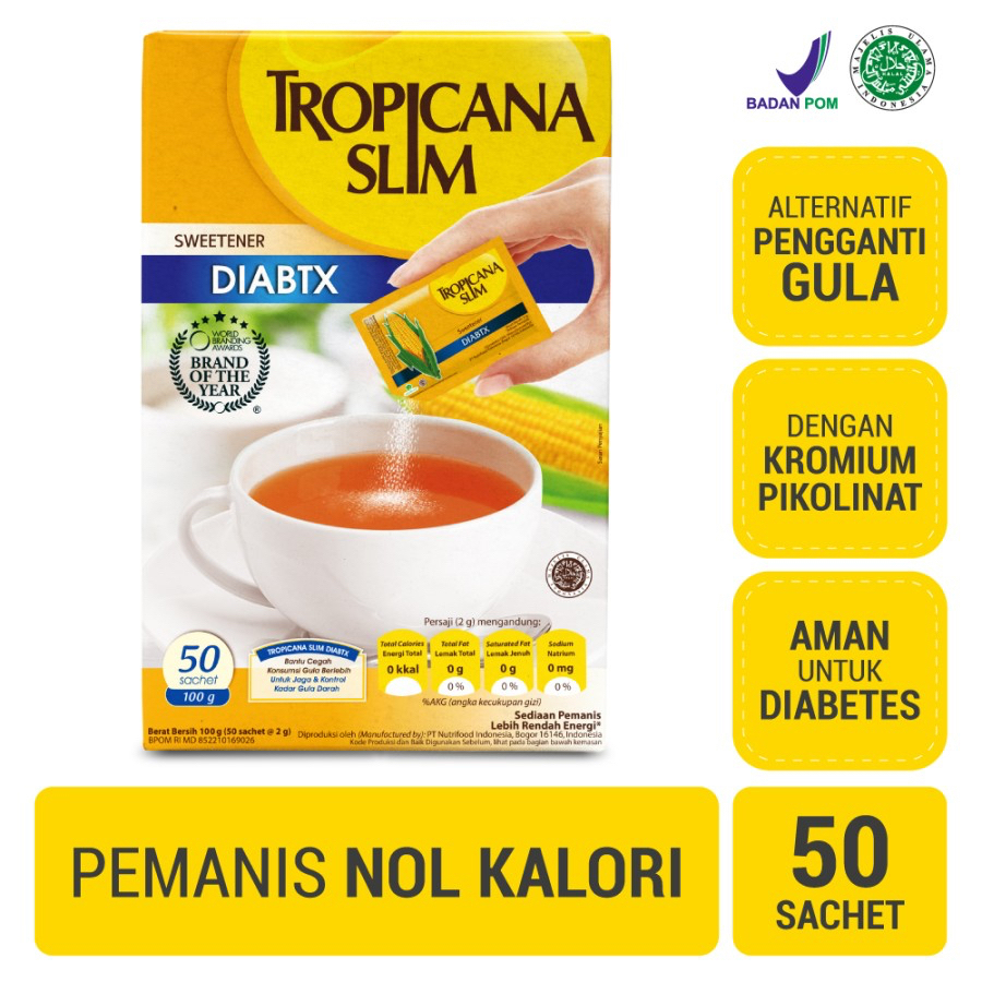 

[oddsolshop] pekanbaru/Tropicana Slim Sweetener Diabtx 100GR isi 50 Pemanis Minuman Atasi Diabetes