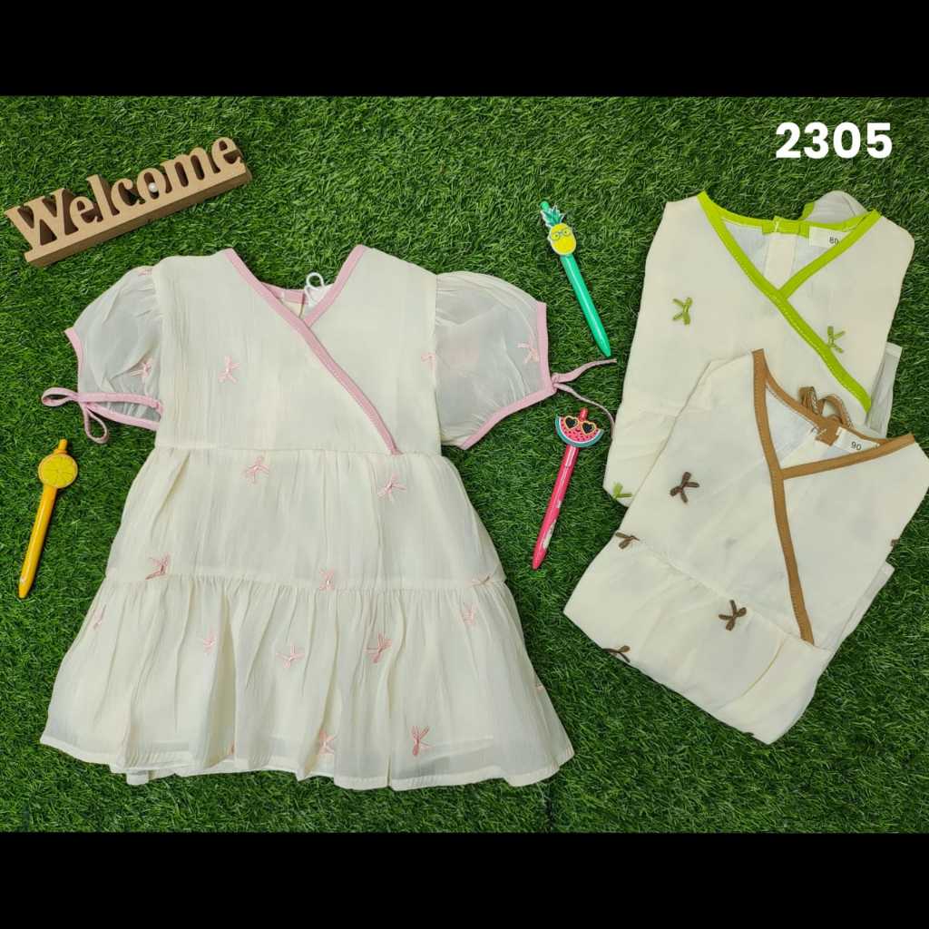 Anhshop - Ribbon dress Baju dress anak perempuan rompi motif kotak kotak baju anak umur 1-3 tahun