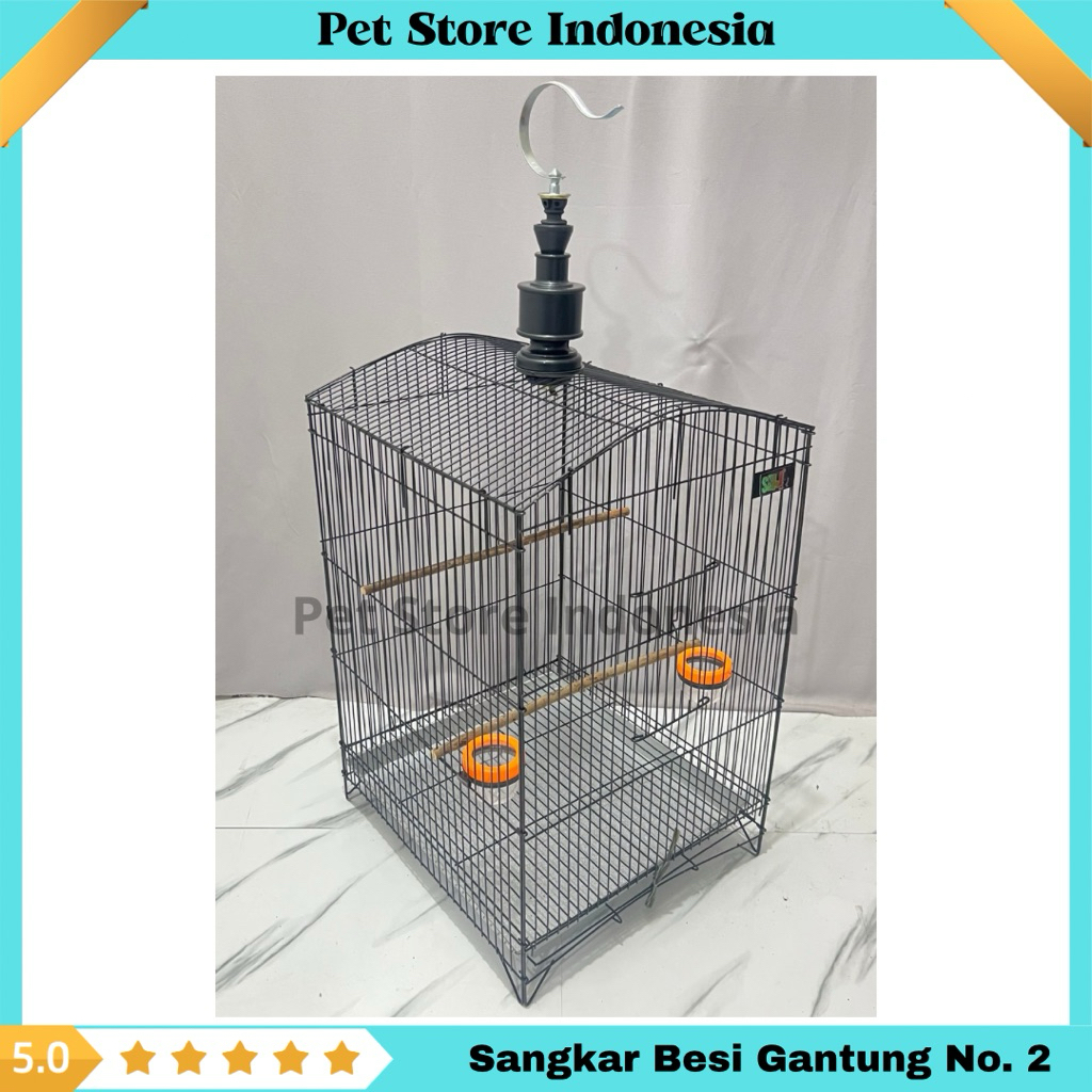 Merk SNJ Sangkar Kotak Besi Gantung Jumbo 42 cm no 2 Kandang Burung Jalak Murai Kenari Love Bird LB 