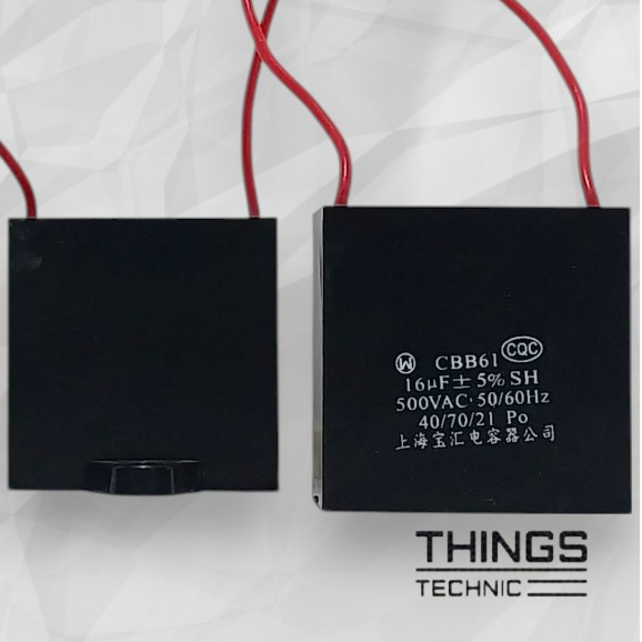 CBB61 16uF 500V AC – Kapasitor Industri Mesin Las & Kipas Angin