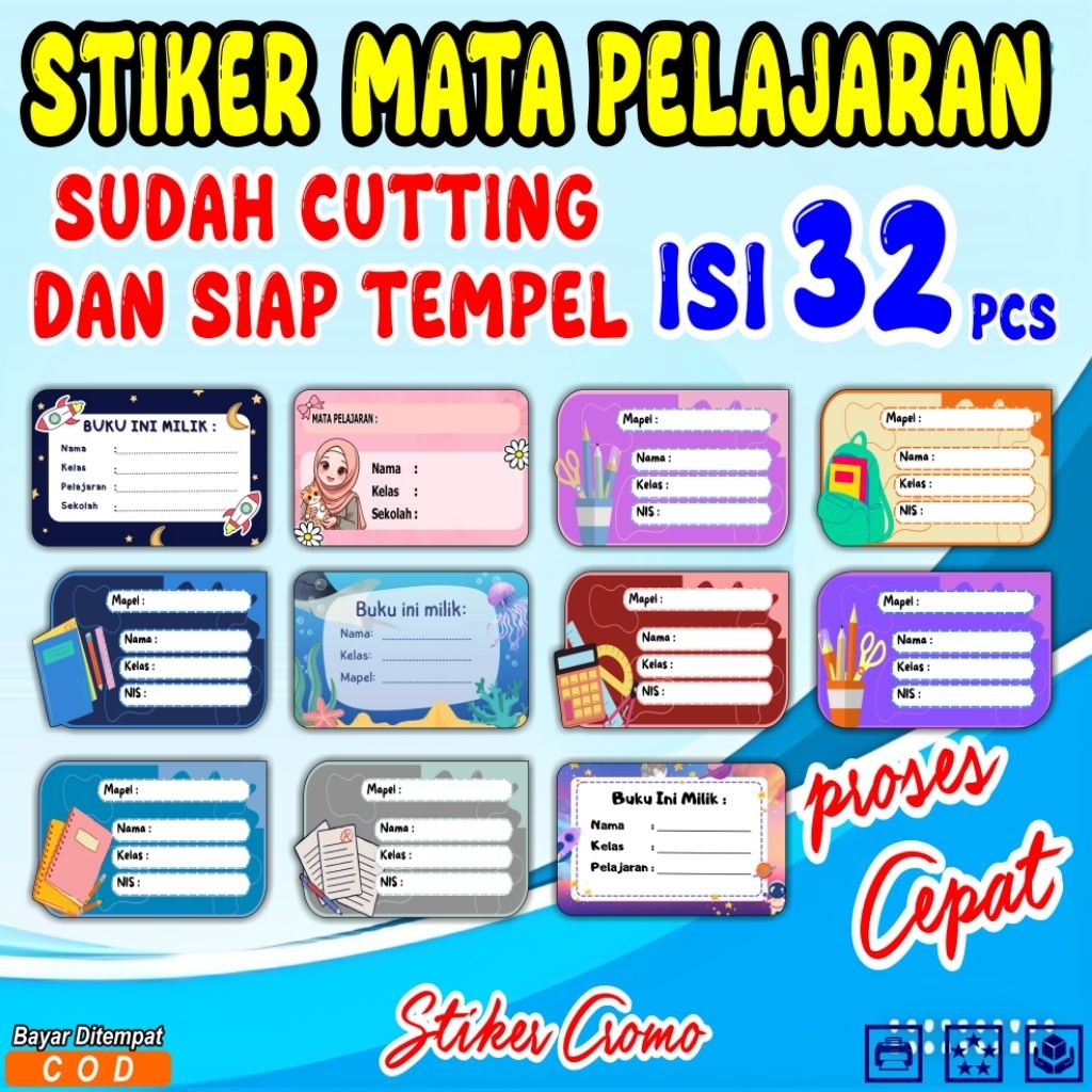 

Stiker mata pelajaran,stiker buku mata pelajaran isi 32 pcs