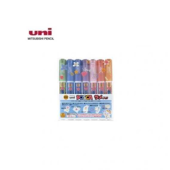 

UNI Mitsubishi Pencil POSCA Glitter Ink Pen Set PC-1M L 7C – 0.7 mm (7 Warna)