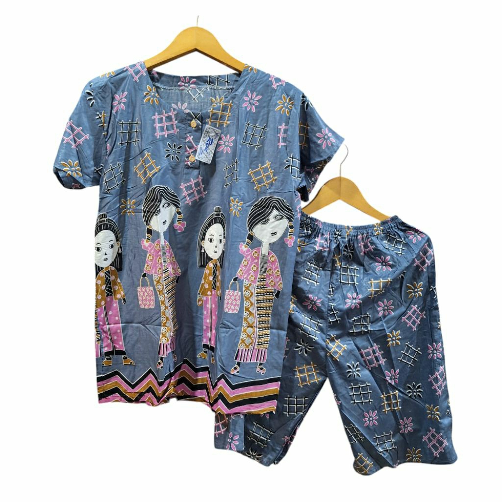 Setelan GOGO BABYDOL MOTIF TEJO WARNA Piyama lucu set Celana kulot Pendek 3/4 Bahan Rayon setelan wa
