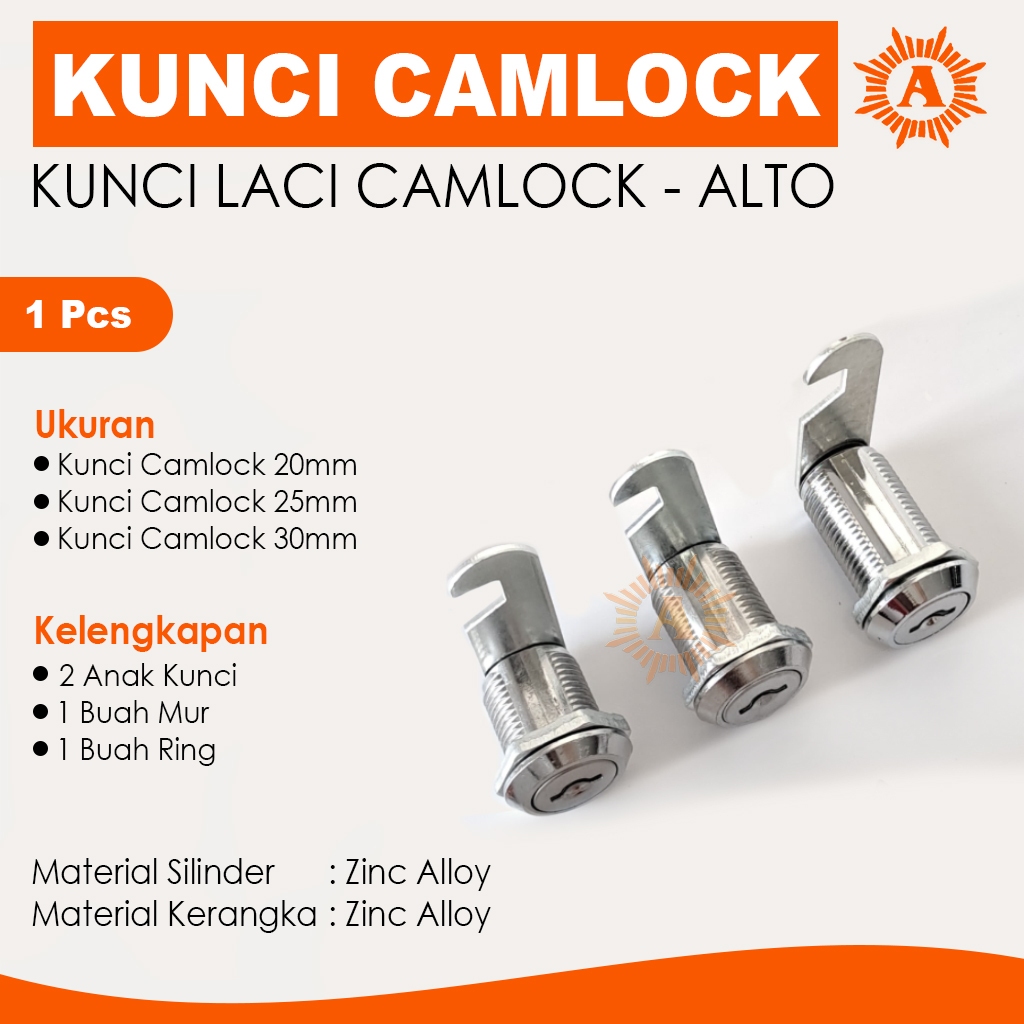 Kunci Camlock Kunci Loker Kunci Laci Lemari 20mm / 25mm / 30mm - Alto