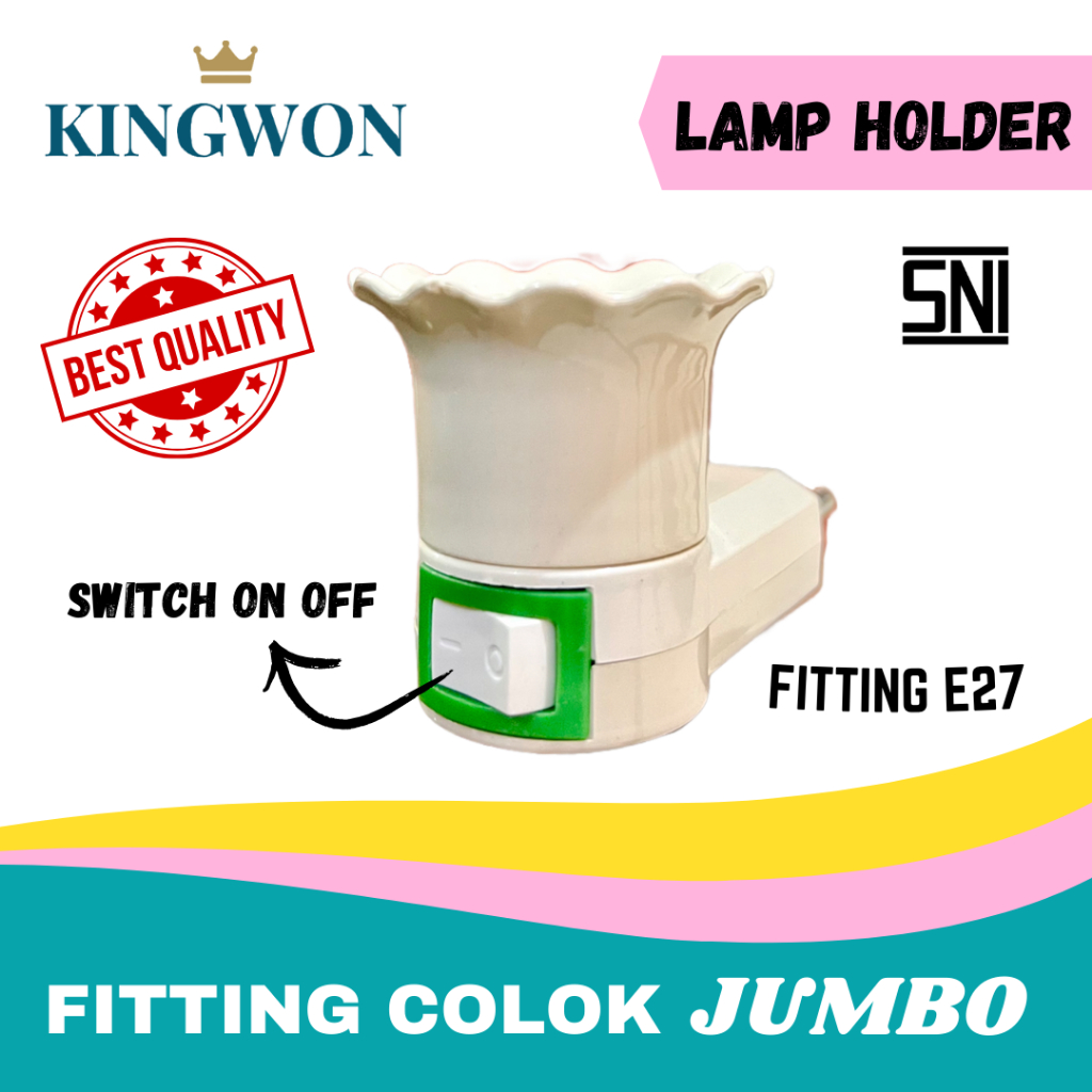 FITTING LAMPU COLOK SAKLAR ON OFF E27 LAMP HOLDER SWITCH LAMP LAMPU TIDUR BODY JUMBO SNI DEXICON