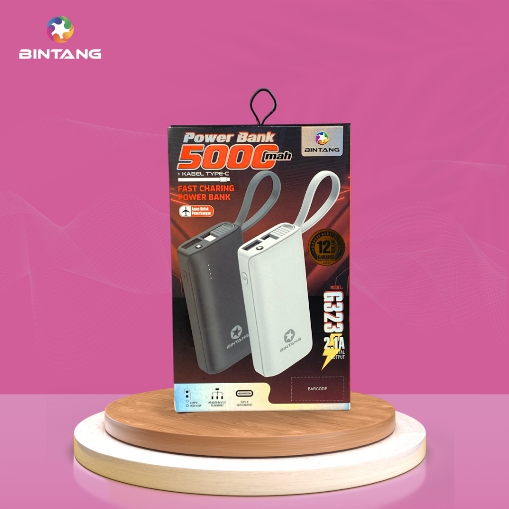 POWER BANK 5000 MAH BINTANG TYPE-C G323 G323