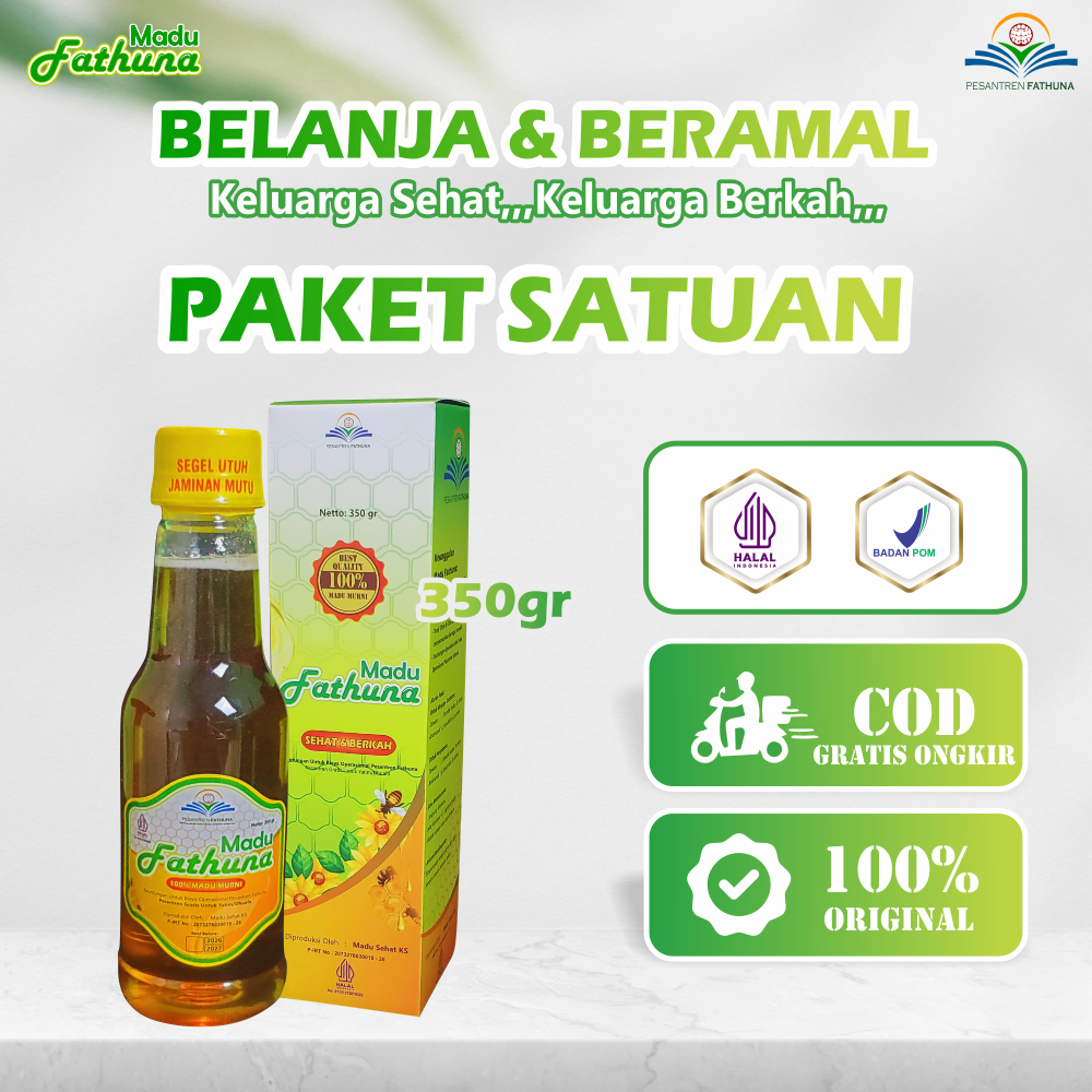 

Madu Fathuna Murni Menjaga Kesehatan Tubuh Belanja & Beramal Paket Satuan 350gr